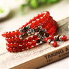 Natural Stone Red Chalcedony Bracelet Round Bead Buddha Silver Tiger Eye Lucky Bangle Women Crystal Quartz Jewelry Energy Gift