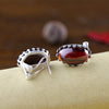 Natural Stone Red Garnet Earrings For Women Real Sterling Silver 925 Jewelry Green Chalcedony Stud Earrings Party Wedding SE115