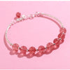 Natural Stone Rose Quartz Beads Bracelets For Women Strawberry Pink Color Crystal 925 Sterling Silver Bends Chain Bracelet