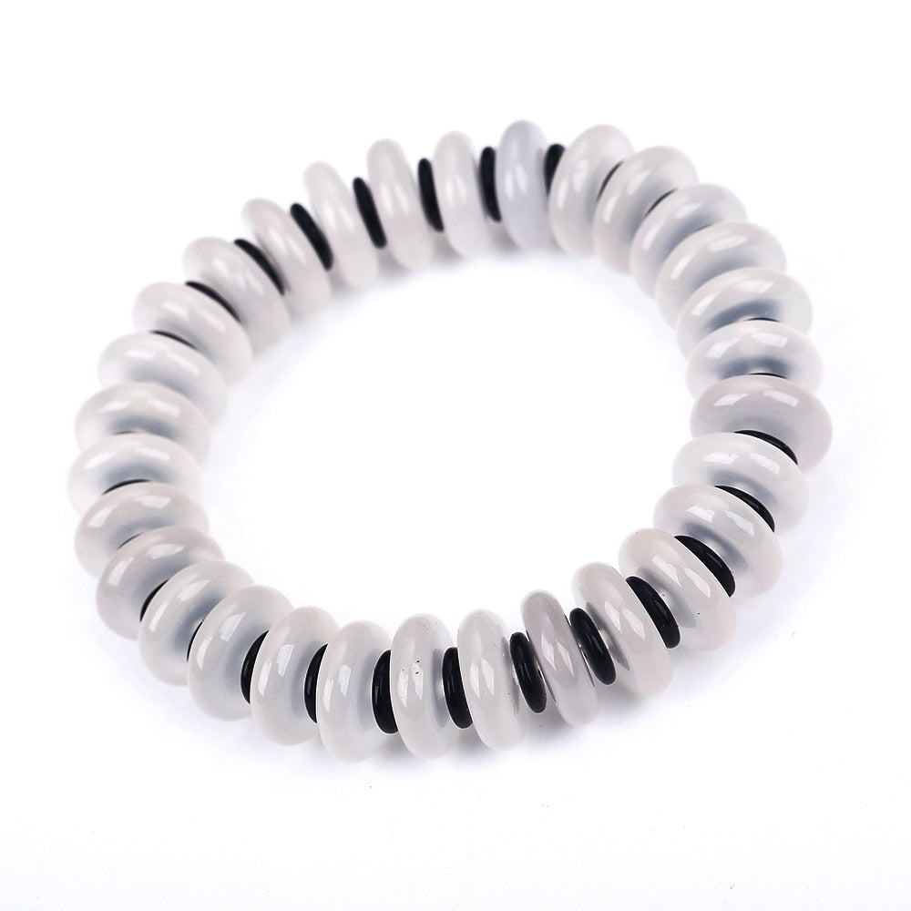 Natural Stone White Jade Beads Bracelet Healing Crystal Chakra Bangle Fashion Bracelets Party Couple Gift Chinese Charm Women