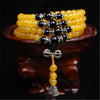 Natural Stone Yellow Chalcedony Bracelet Round Bead Silver Black Agate Lucky Bangle Women Crystal Quartz Jewelry Energy Gift