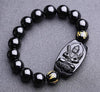 Natural Stones Black Obsidian Buddha Bracelet Crystal Quartz Round Bead Men Women Bracelet Healing Energy Gift Lucky Jewelry