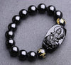 Natural Stones Black Obsidian Buddha Bracelet Crystal Quartz Round Bead Men Women Bracelet Healing Energy Gift Lucky Jewelry