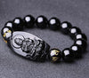 Natural Stones Black Obsidian Buddha Bracelet Crystal Quartz Round Bead Men Women Bracelet Healing Energy Gift Lucky Jewelry