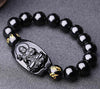 Natural Stones Black Obsidian Buddha Bracelet Crystal Quartz Round Bead Men Women Bracelet Healing Energy Gift Lucky Jewelry