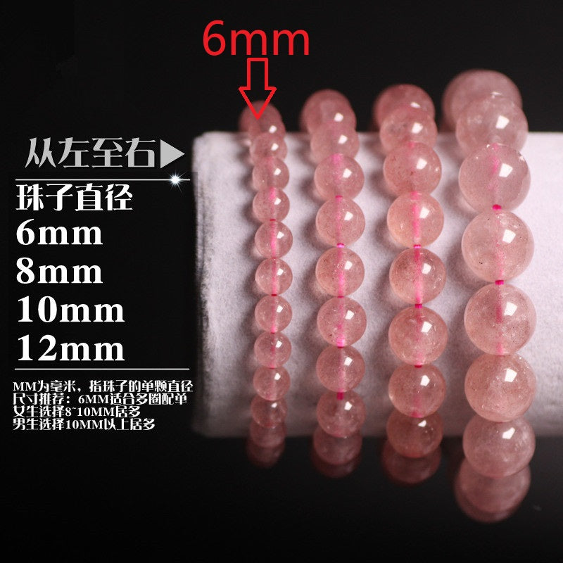 Natural Stones Brazil Strawberry Quartz Bracelet Pink Red Crystal Round Beads Men Women Bracelet Healing Energy Gift Jewelry