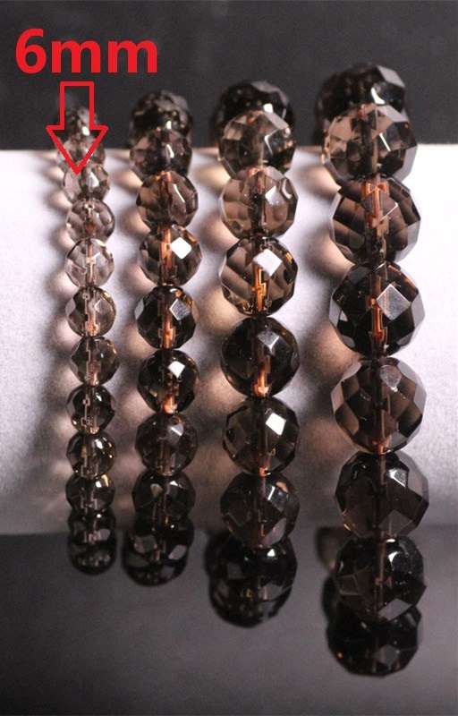 Natural Stones Citrine Bracelet 64 Facet Crystal Smoky Quartz Round Bead Men Women Bracelet Healing Energy Gift Lucky Jewelry