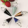 Natural Stones Cone Pendulum Pendants Healing Tiger Eye Pink Quartz Lapis Clear Purple Crystal Reiki Necklaces Women Men Jewelry