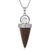 Natural Stones Cone Pendulum Pendants Healing Tiger Eye Pink Quartz Lapis Clear Purple Crystal Reiki Necklaces Women Men Jewelry
