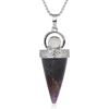 Natural Stones Cone Pendulum Pendants Healing Tiger Eye Pink Quartz Lapis Clear Purple Crystal Reiki Necklaces Women Men Jewelry