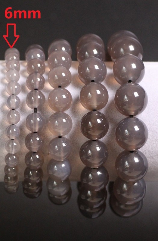 Natural Stones Grey Agate Bracelet Crystal Quartz Round Bead Men Women Bracelet Healing Reiki Energy Gift Lucky Love Jewelry