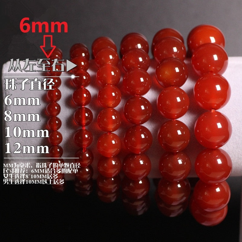 Natural Stones Red Agate Bracelet Onyx Crystal Quartz Round Bead Men Women Bracelet Healing Energy Gift Lucky Jewelry