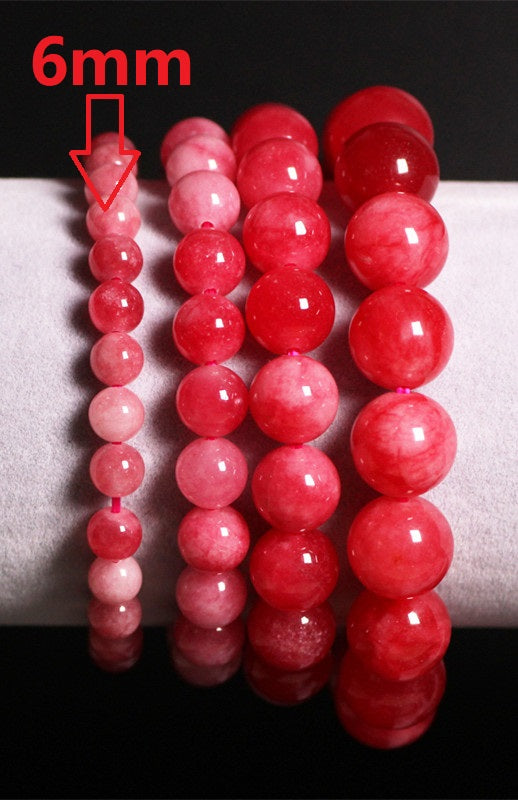 Natural Stones Red Chalcedony Bracelet White Crystal Quartz Round Bead Men Women Bracelet Healing Energy Gift Lucky Jewelry