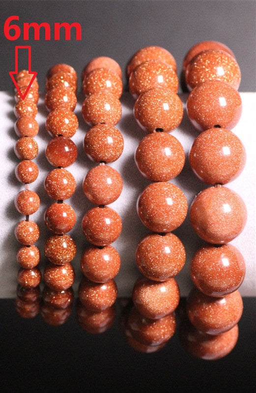 Natural Stones Red Goldstone Bracelet Aventurine Crystal Quartz Round Bead Men Women Bracelet Healing Energy Gift Lucky Jewelry