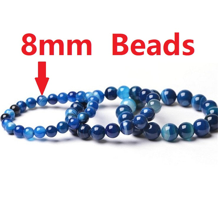 Natural Stones Sardonyx Blue Stripe Agate Bracelets Round Beads Bangle Men Women Crystal Quartz Jewelry Love Energy Gift
