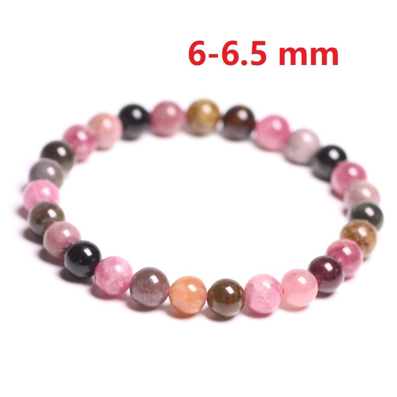 Natural Stones Watermelon Tourmaline Bracelet Crystal Quartz Round Bead Women Bracelet Healing Reiki Energy Gift Lucky Jewelry