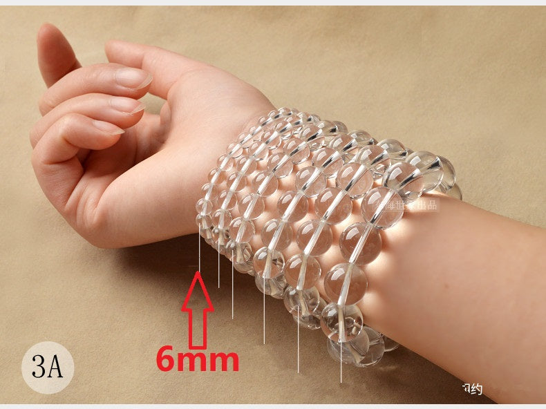 Natural Stones White Clear Quartz Crystal Bracelet Crystal Quartz Round Bead Men Women Bracelet Energy Gift Lucky Jewelry