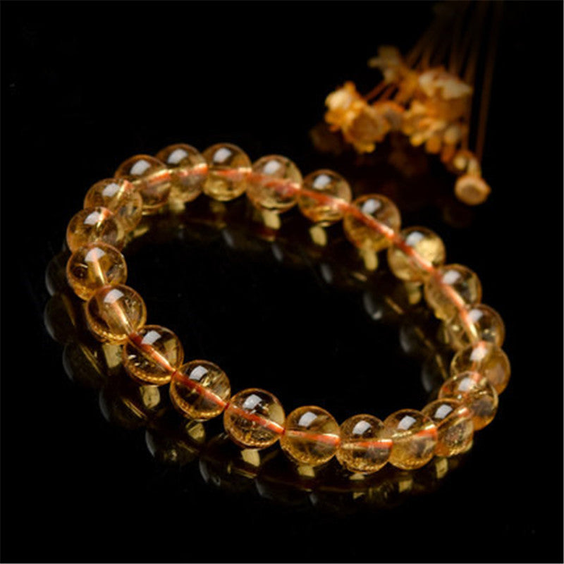 Natural Stones Yellow Brazil Citrine Bracelets Round Beads Bangle Creastly Material Men Women Crystal Jewelry Love Energy Gift