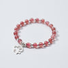 Natural Strawberry Crystal Round Beads Bracelet Fashion Cute Flower Bear Dog Puppy Charms 925 Silver Bracelets For Women Jewelry