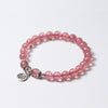 Natural Strawberry Crystal Round Beads Bracelet Fashion Cute Flower Bear Dog Puppy Charms 925 Silver Bracelets For Women Jewelry
