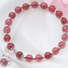 Natural Strawberry Crystal Round Beads Bracelet Fashion Cute Flower Bear Elephant Lotus Gourd Charms Bracelets For Women Jewelry