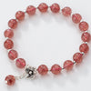 Natural Strawberry Crystal Round Beads Bracelet Fashion Cute Flower Bear Elephant Lotus Gourd Charms Bracelets For Women Jewelry