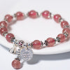 Natural Strawberry Crystal Round Beads Bracelet Fashion Cute Flower Bear Elephant Lotus Gourd Charms Bracelets For Women Jewelry