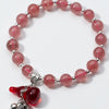 Natural Strawberry Crystal Round Beads Bracelet Fashion Cute Flower Bear Elephant Lotus Gourd Charms Bracelets For Women Jewelry