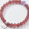 Natural Strawberry Crystal Round Beads Bracelet Fashion Cute Flower Bear Elephant Lotus Gourd Charms Bracelets For Women Jewelry