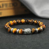 Natural Tiger Eye Black Lava Stone Bracelet for Men Woman Yoga Prayer Beads Buddha Head Charm Bracelets  Jewelry Pulseira