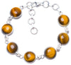 Natural Tiger Eye Handmade Unique 925 Sterling Silver Bracelet 7-8 1/4 Y0809