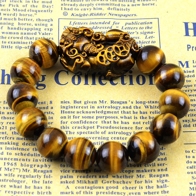 Natural Tiger's eye Beads Stone Bracelet with pi xiu beads ,fashion beads jewelry,hot   Jewelry Bracelets