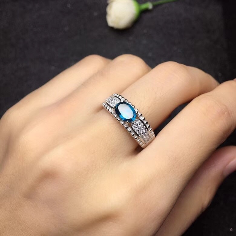 Natural Topaz Ring 925 Silver Sapphire Blue Sapphire new product updated every d to focus on shopkeepers.