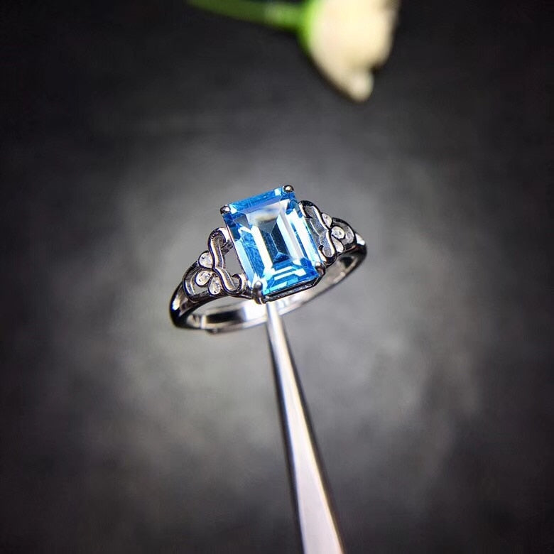 Natural Topaz Ring 925 Silver Sapphire Blue Sapphire new product updated every d to focus on shopkeepers.
