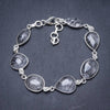 Natural Tourmalinated Quartz Handmade Unique 925 Sterling Silver Bracelet 7 1/2-8 1/2 Y2811