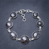 Natural Tourmalinated Quartz Handmade Unique 925 Sterling Silver Bracelet 7 1/4-8 1/4 Y3442