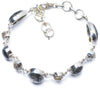 Natural Tourmalinated Quartz Rough White Topaz Unique 925 Sterling Silver Bracelet 6 3/4-8 Y0128