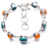 Natural Turquoise,Apatite and Carnelian Handmade Unique 925 Sterling Silver Bracelet 6 1/4-7 1/4 Y1934