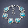 Natural Turquoise Handmade Unique 925 Sterling Silver Bracelet 7 1/2-8 1/2 Y2878