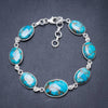 Natural Turquoise Handmade Unique 925 Sterling Silver Bracelet 7 3/4-8 3/4 Y2870