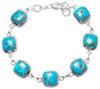 Natural Turquoise Handmade Unique 925 Sterling Silver Bracelet 7 3/4-8 Y0887