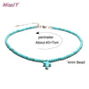 Natural Turquoises Stone Chokers Necklaces For Women Charm Light Blue&White Pendant Necklace Prayer Cross Necklace