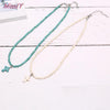 Natural Turquoises Stone Chokers Necklaces For Women Charm Light Blue&White Pendant Necklace Prayer Cross Necklace
