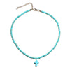 Natural Turquoises Stone Chokers Necklaces For Women Charm Light Blue&White Pendant Necklace Prayer Cross Necklace