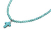 Natural Turquoises Stone Chokers Necklaces For Women Charm Prayer Cross Necklace Light Blue&White Pendant Necklace