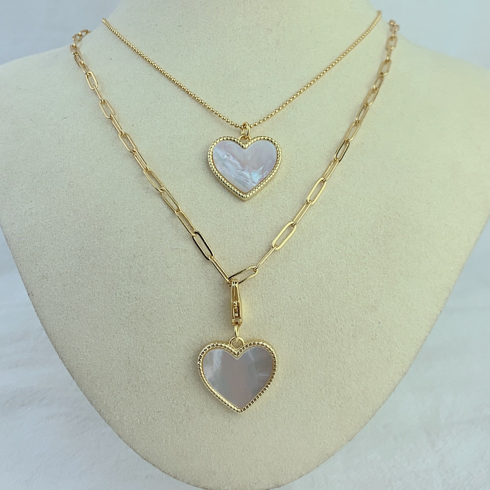 Natural White MOP Shell Heart Pendant Necklace For Women 2022 Gifts Jewelry