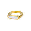 Natural White Shell Ring Rings For Women Stainless Steel Gold Color Geometry Finger Ring 2023 Trend Wedding Jewerly