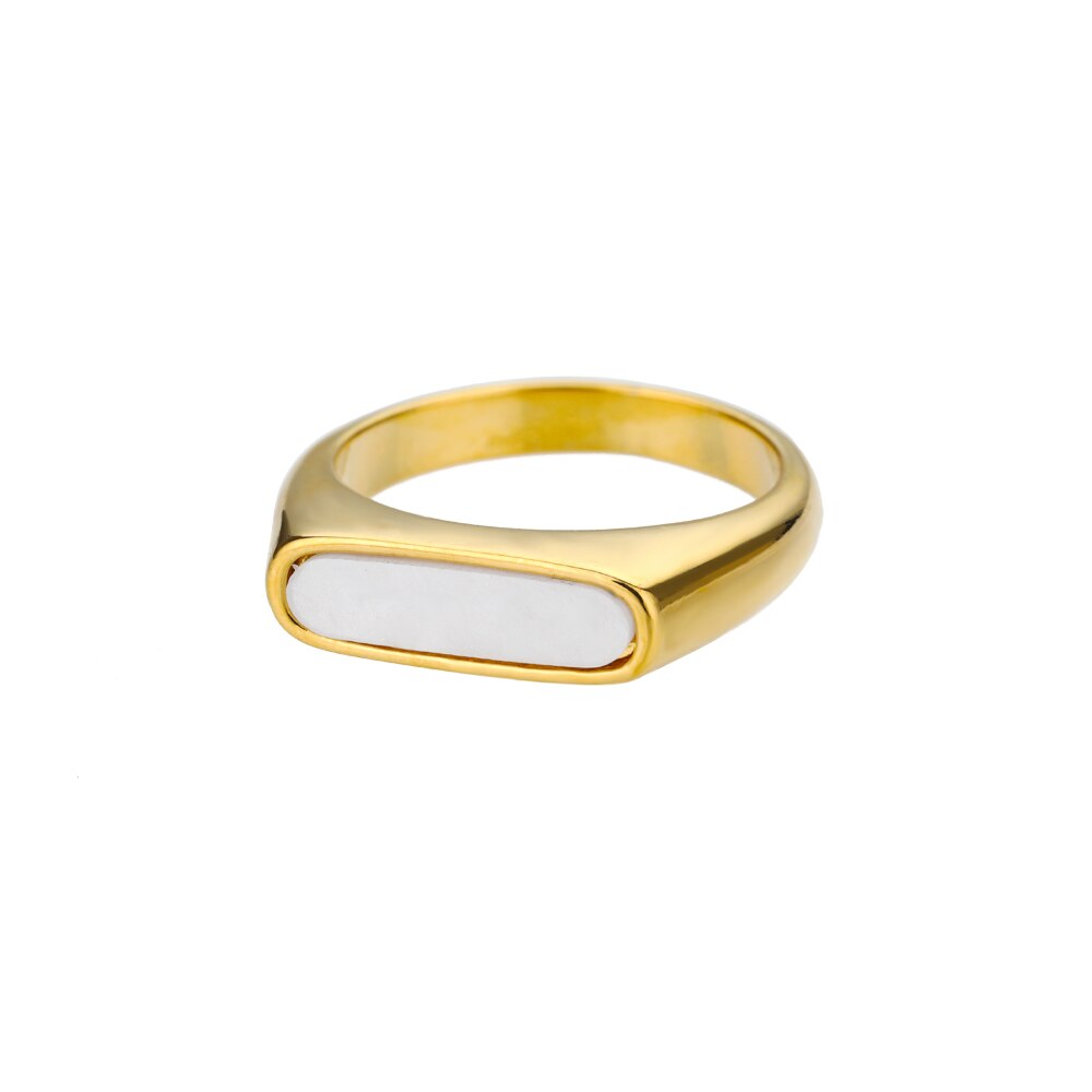 Natural White Shell Ring Rings For Women Stainless Steel Gold Color Geometry Finger Ring 2023 Trend Wedding Jewerly