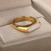 Natural White Shell Ring Rings For Women Stainless Steel Gold Color Geometry Finger Ring 2023 Trend Wedding Jewerly