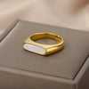Natural White Shell Ring Rings For Women Stainless Steel Gold Color Geometry Finger Ring 2023 Trend Wedding Jewerly